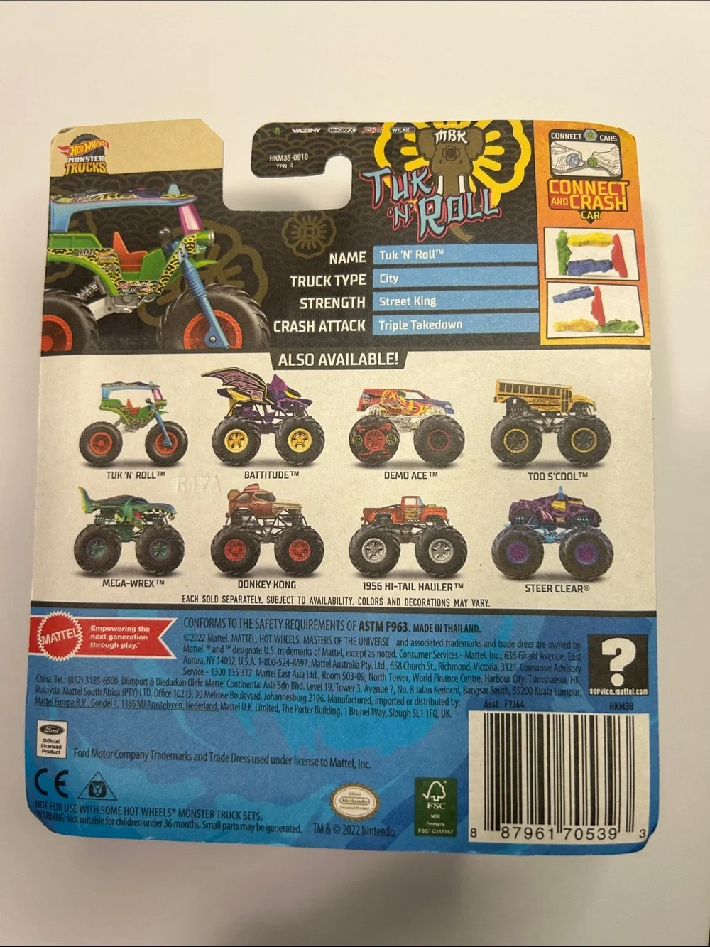 Hot Wheels Monster Trucks Tiki 'N' Roll Kids Toy - Green & Blue